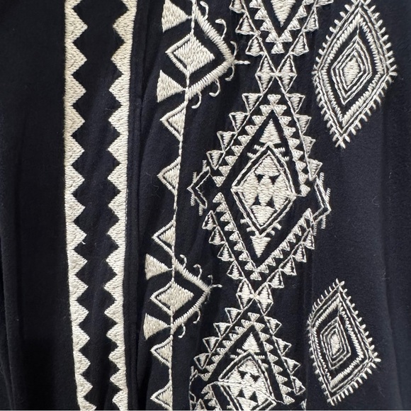 Johnny Was Tulia Embroidered Cardigan Open Front Women's Large Black Cream - Picture 4 of 15